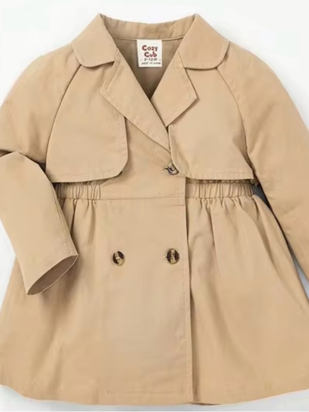 100% cotton cozy pixies Little Girls Tan Trench Coat